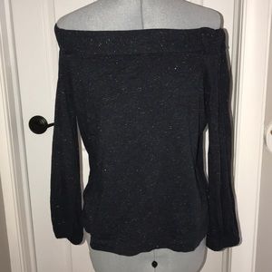Long sleeve dark gray off the shoulder top